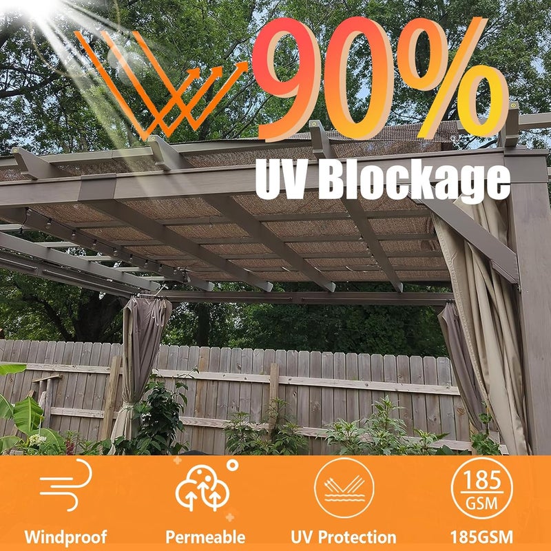 POYEE 90% 12x15ft Sun Shade Cloth for Outdoor Deck Backyard Patio Garden Pergola Cover Canopy Mocha - Image 2